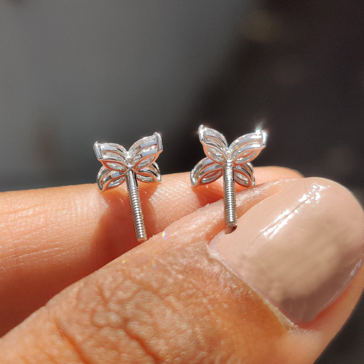 Elegant handmade diamond stud earrings.