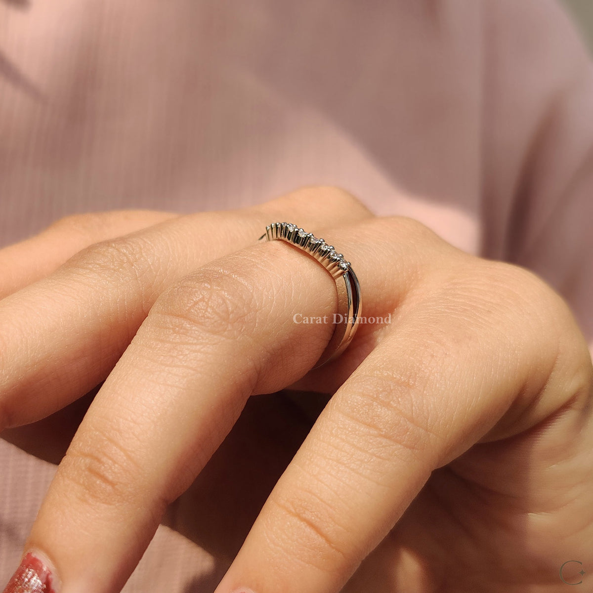 Classic simple wedding band crafted in white gold.