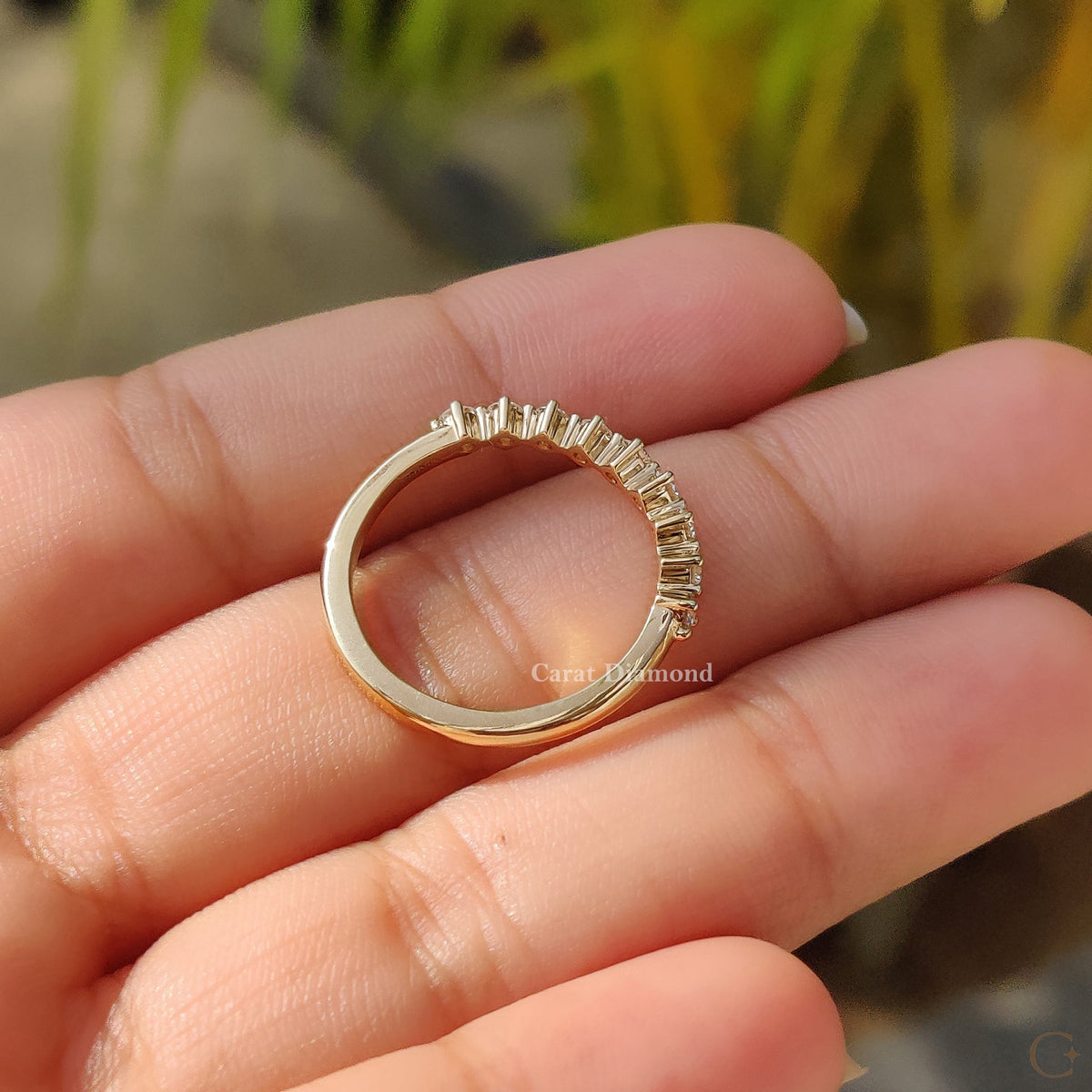 Carat diamonds band featuring round cut diamonds in a sleek, handmade jewelry design.