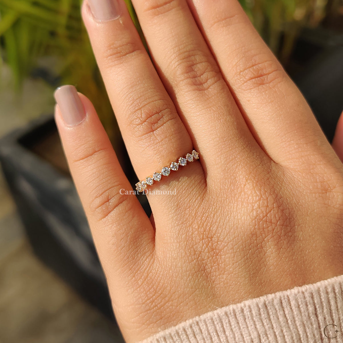 Custom wedding band with lab grown diamond, designed for a stunning wedding band stack.
