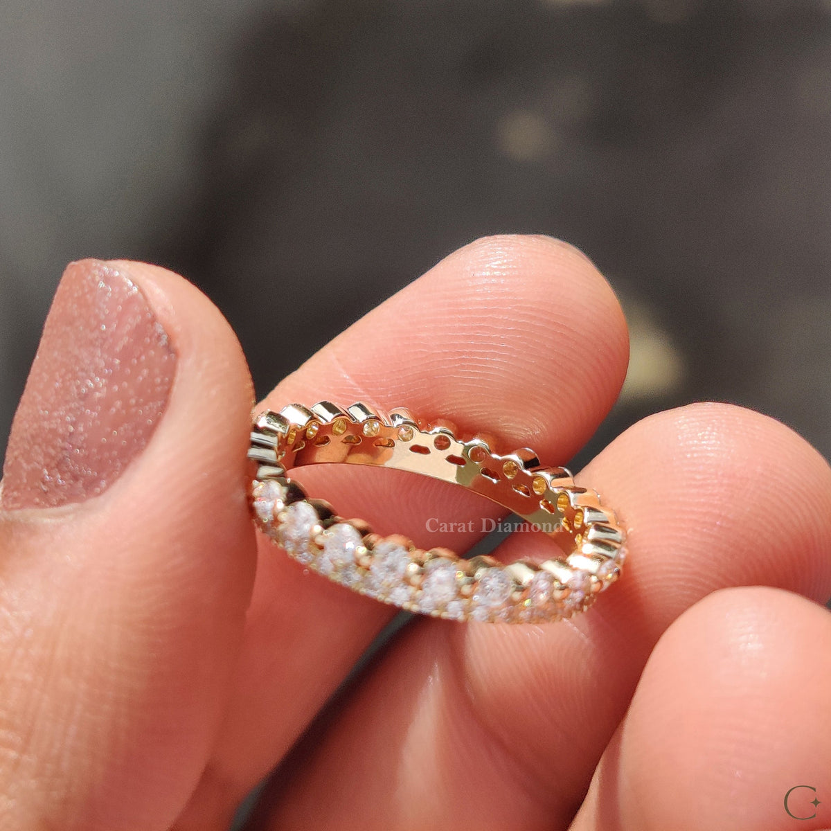 Lab Grown Diamond band shown with an IGI certification card.