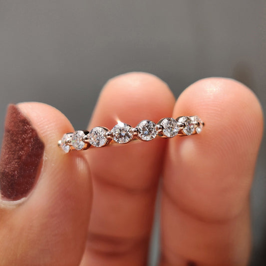 Round Cut Half Eternity Diamond Band