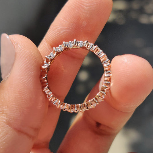 Secure Compass Prong Round Diamond Eternity Wedding Band