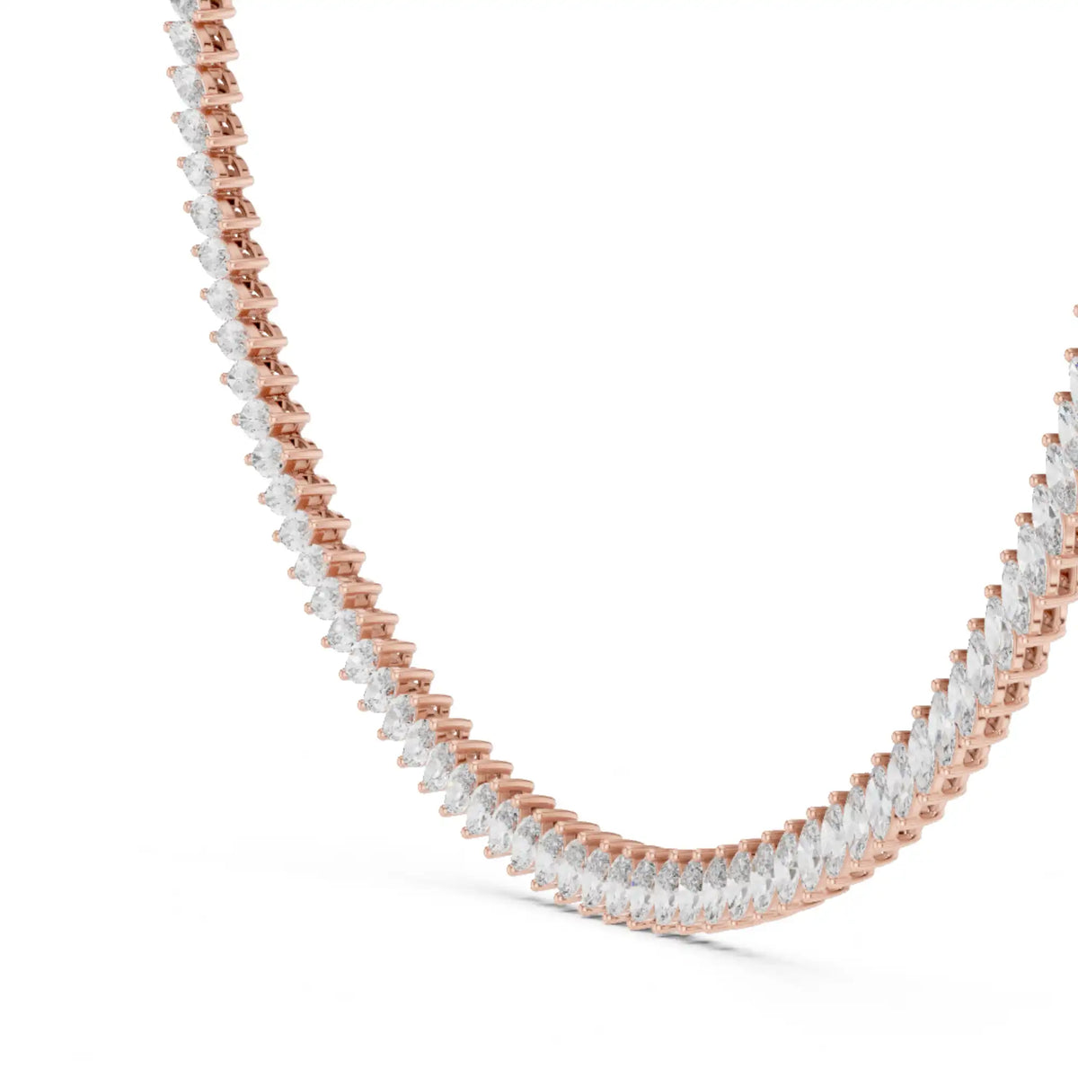 Marquise Lab Grown Diamond Tennis Necklace - 2-Prong No-Flip Design | Briony - 14K Rose Gold