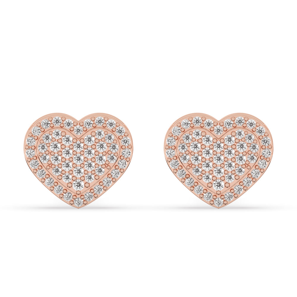 Heart diamond earrings with a sparkling lab grown diamond.