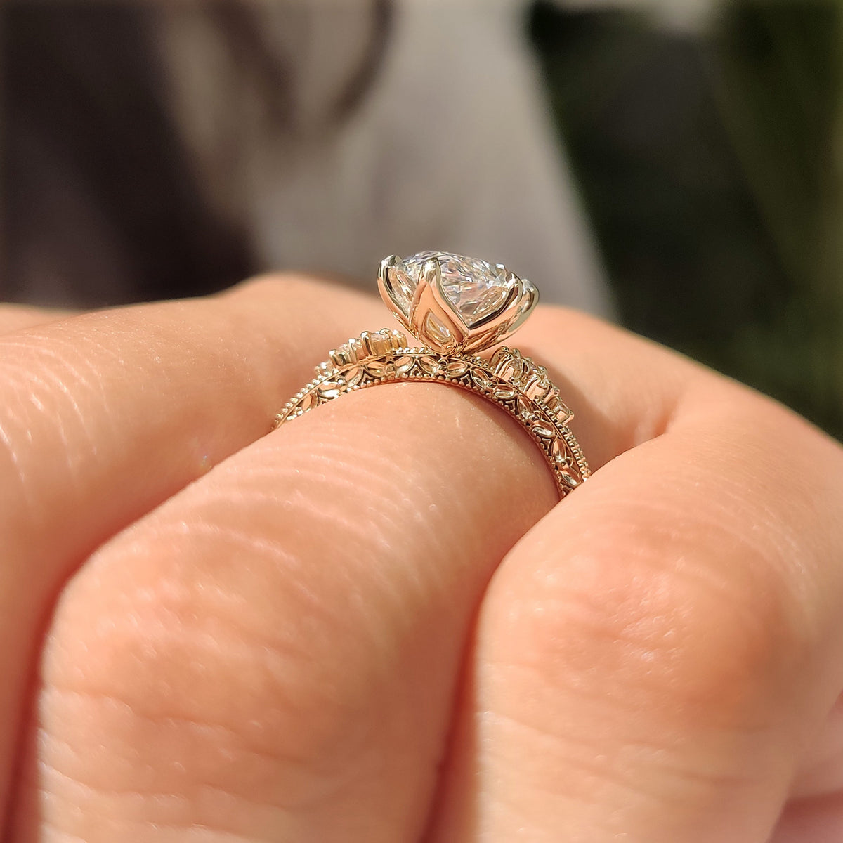 Lab grown marquise diamond ring with IGI certification