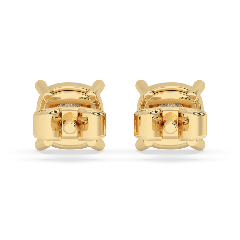 Lab grown diamond cushion cut earrings with exceptional brilliance.