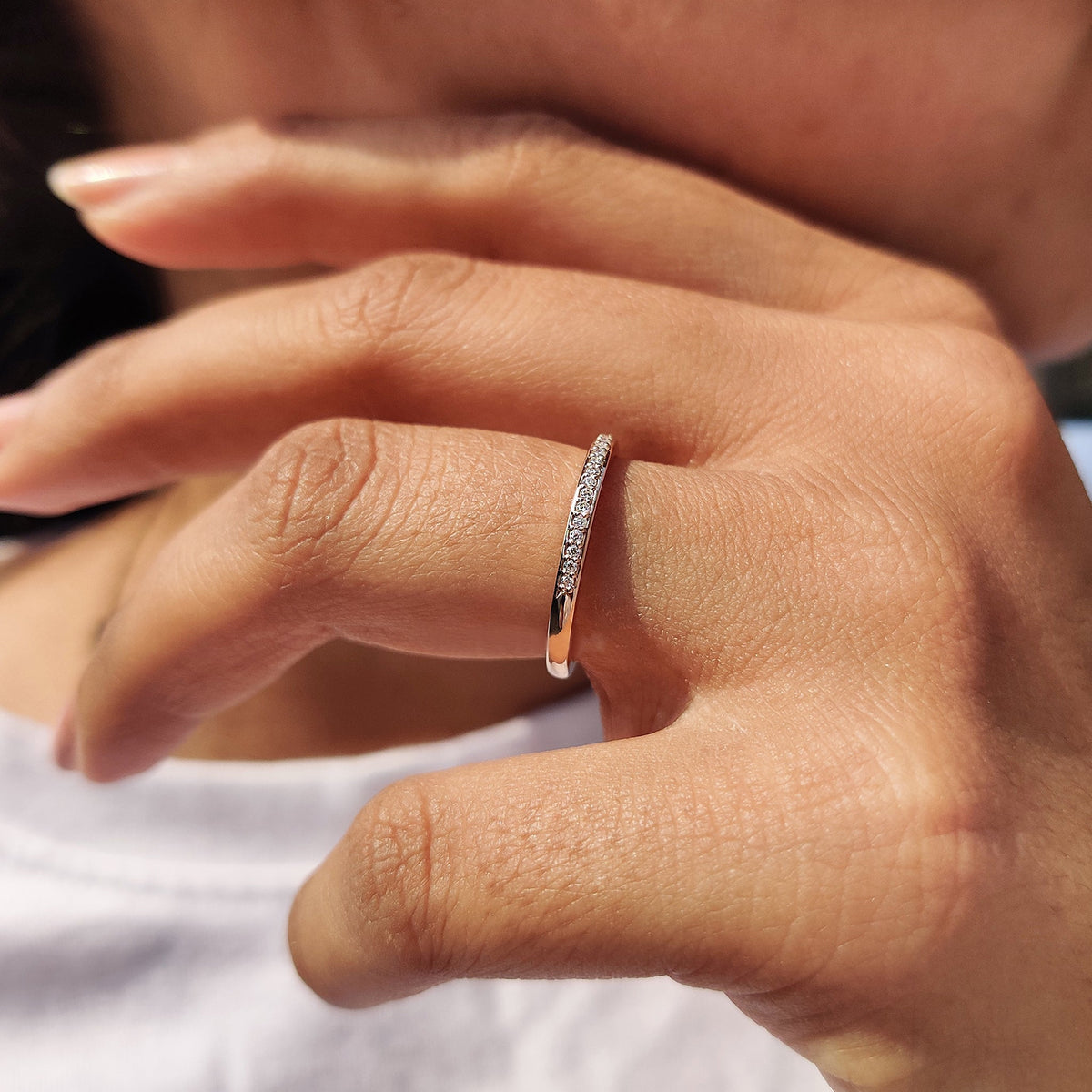 Small diamond wedding band, handmade jewelry, igi certified
