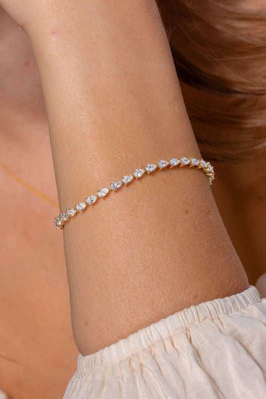 Pear Half-Tennis Paperclip Bracelet