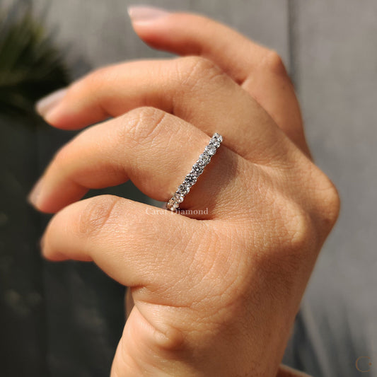 Lab grown diamond wedding band for women.