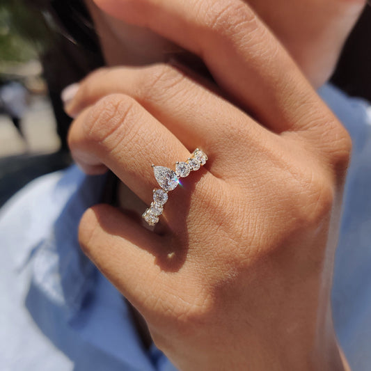 Pear Wedding Band featuring a timeless and sophisticated style.