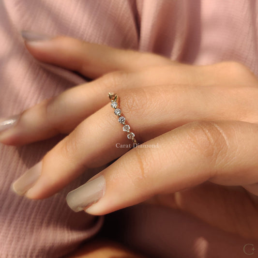 Half eternity wedding band with carat diamonds wedding band and round cut diamond.