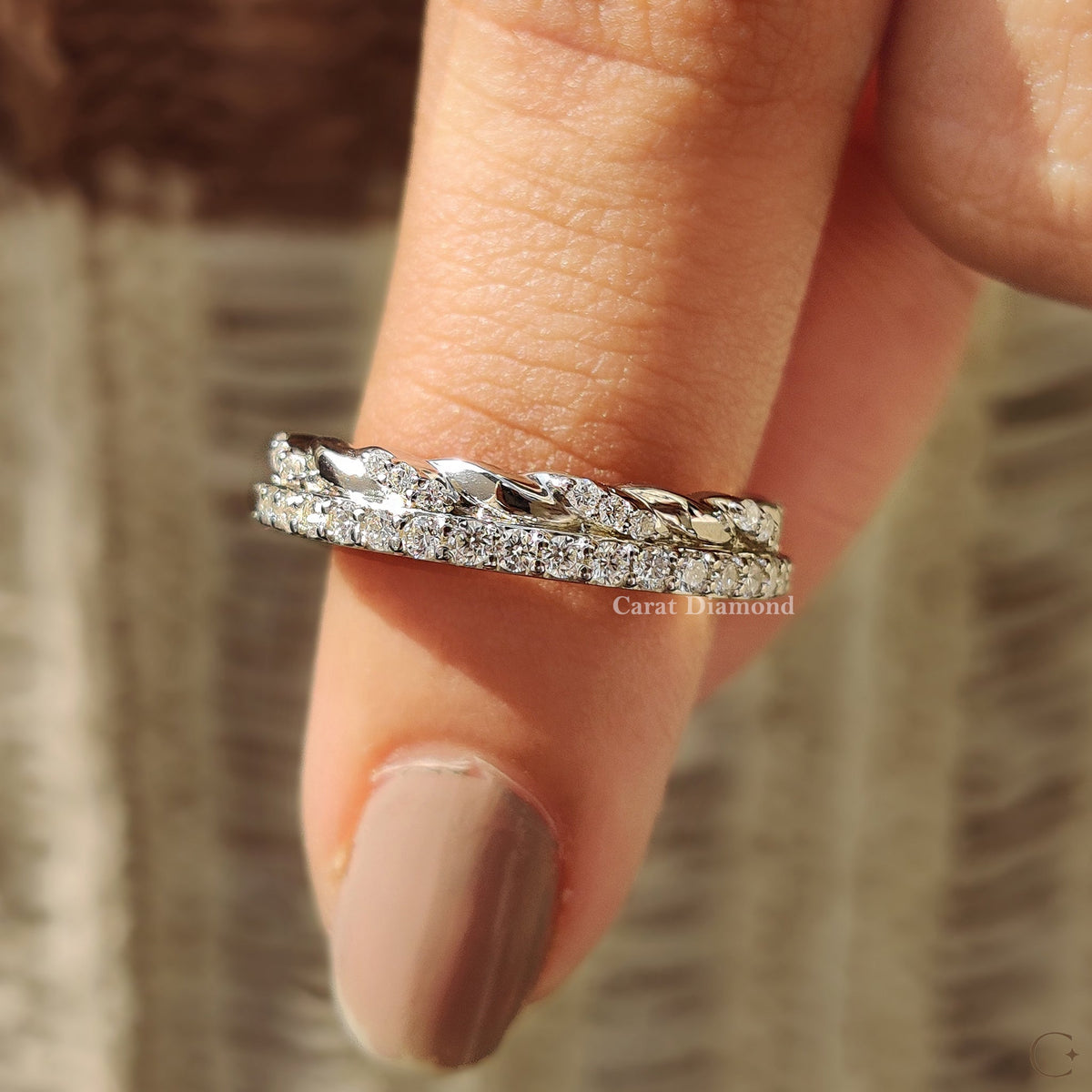 Lab Grown Diamond in a unique handmade jewelry band.