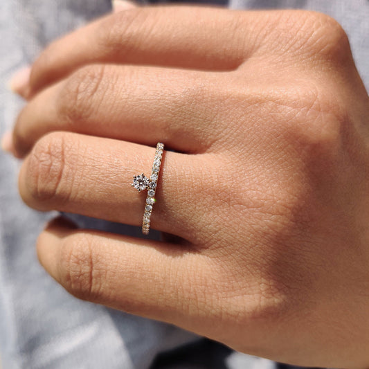Round diamond wedding band with sparkling pave diamonds.