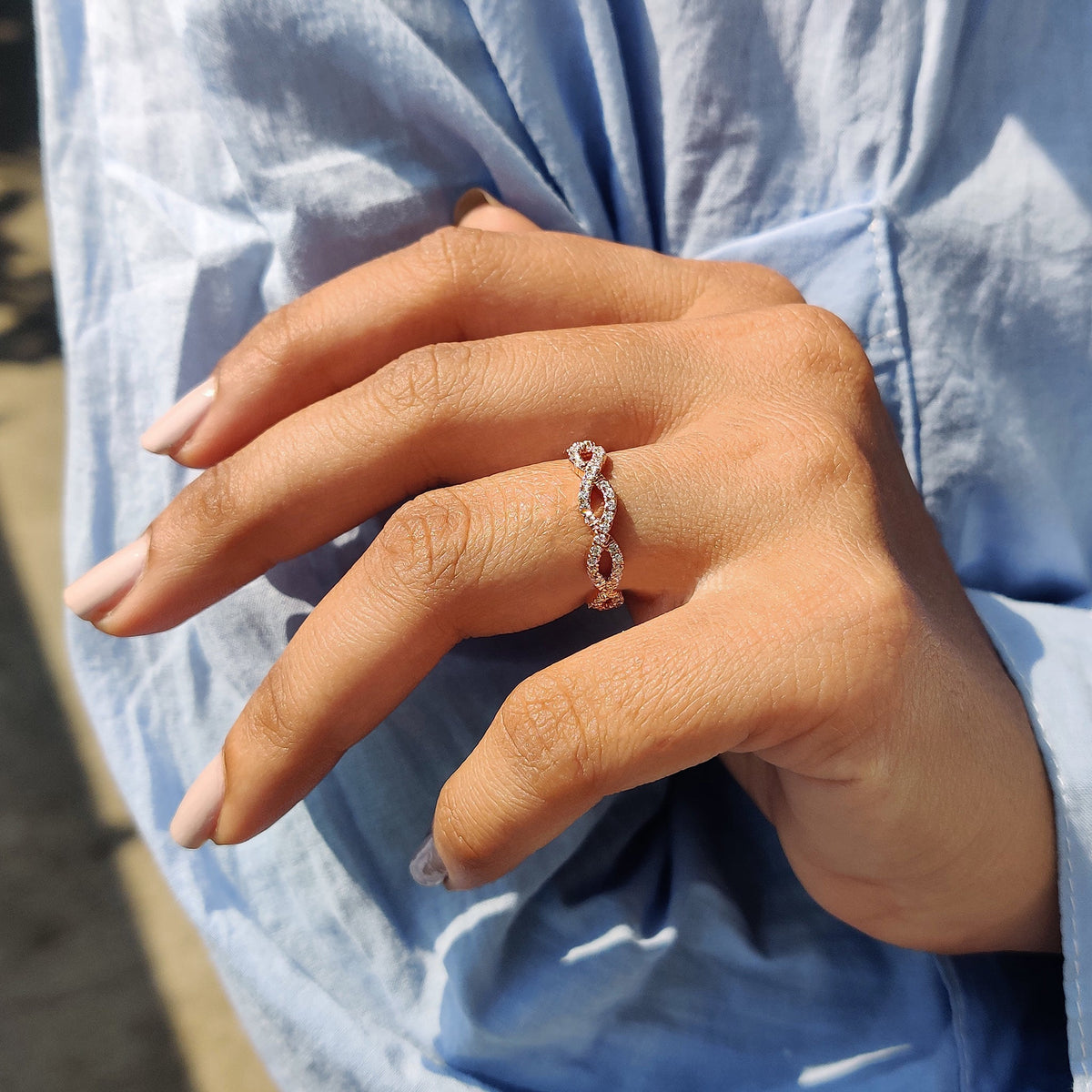 Twisted Diamond Wedding Band with intricate design, showcasing elegance and style.