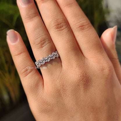 Lab grown diamond band with prong setting.