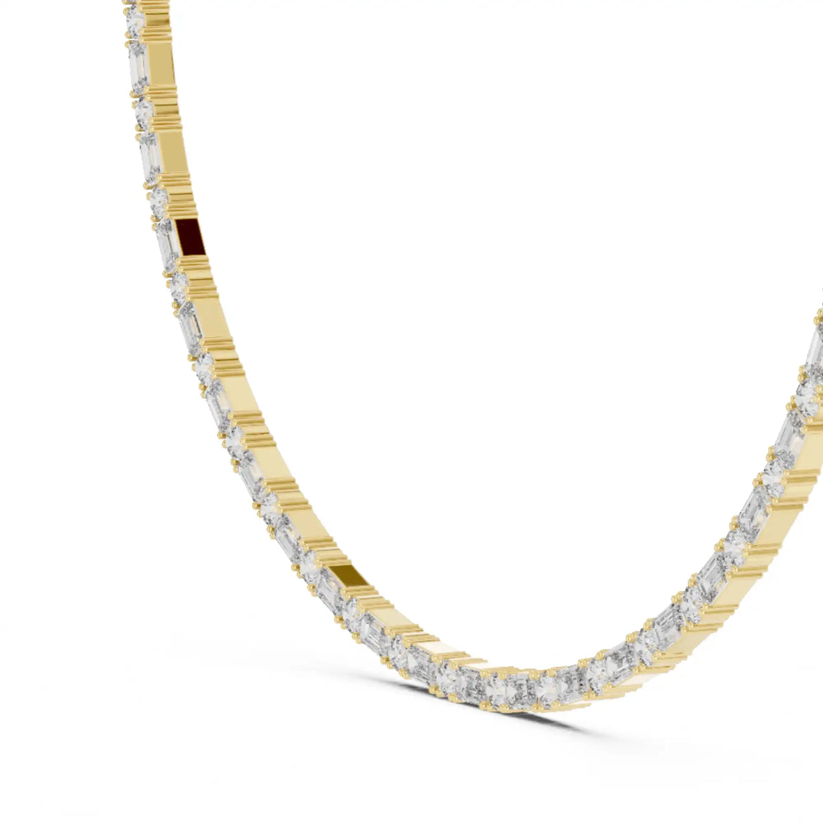 Emerald & Round Lab Grown Diamond Tennis Necklace