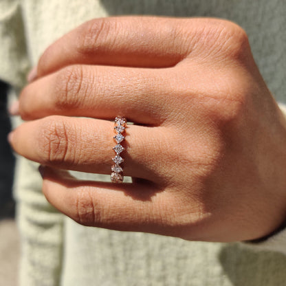 Secure Compass Prong Round Diamond Eternity Wedding Band