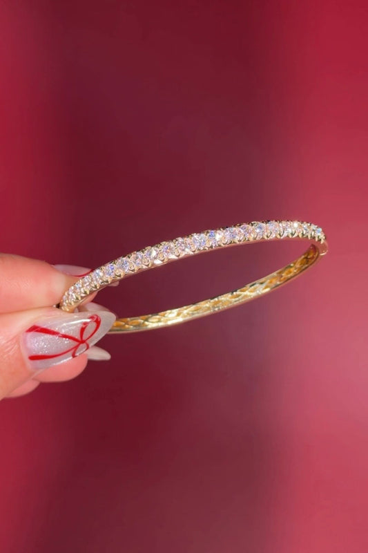 2ct Pavé Natural Diamond Bangle Yellow Gold
