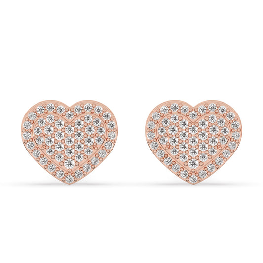 Heart diamond earrings with a sparkling lab grown diamond.