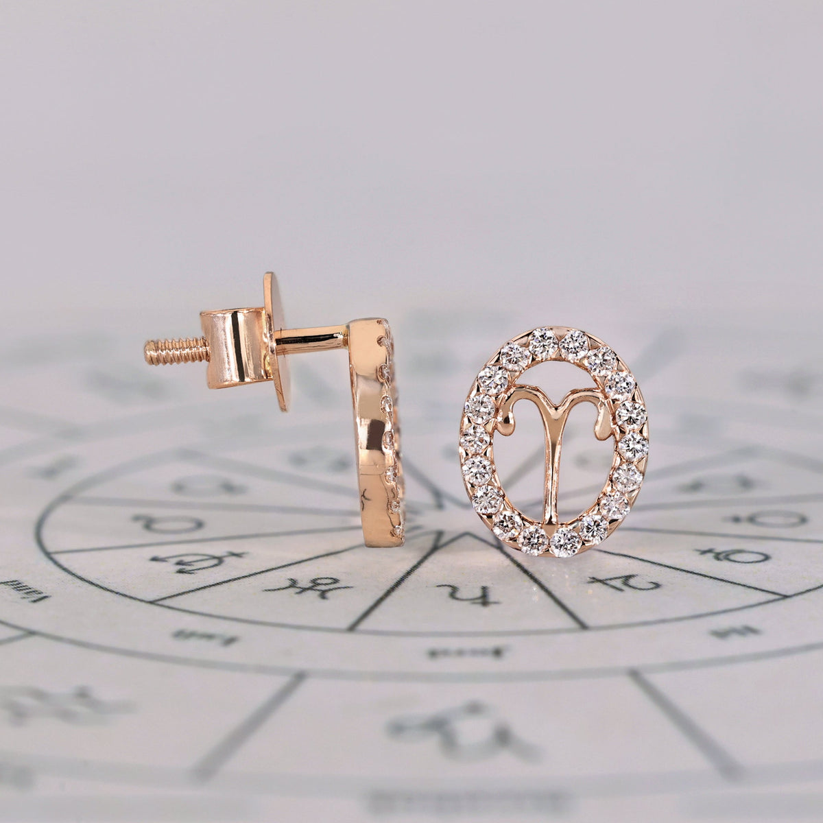 Lab grown diamond Aries earrings for astrology enthusiasts.