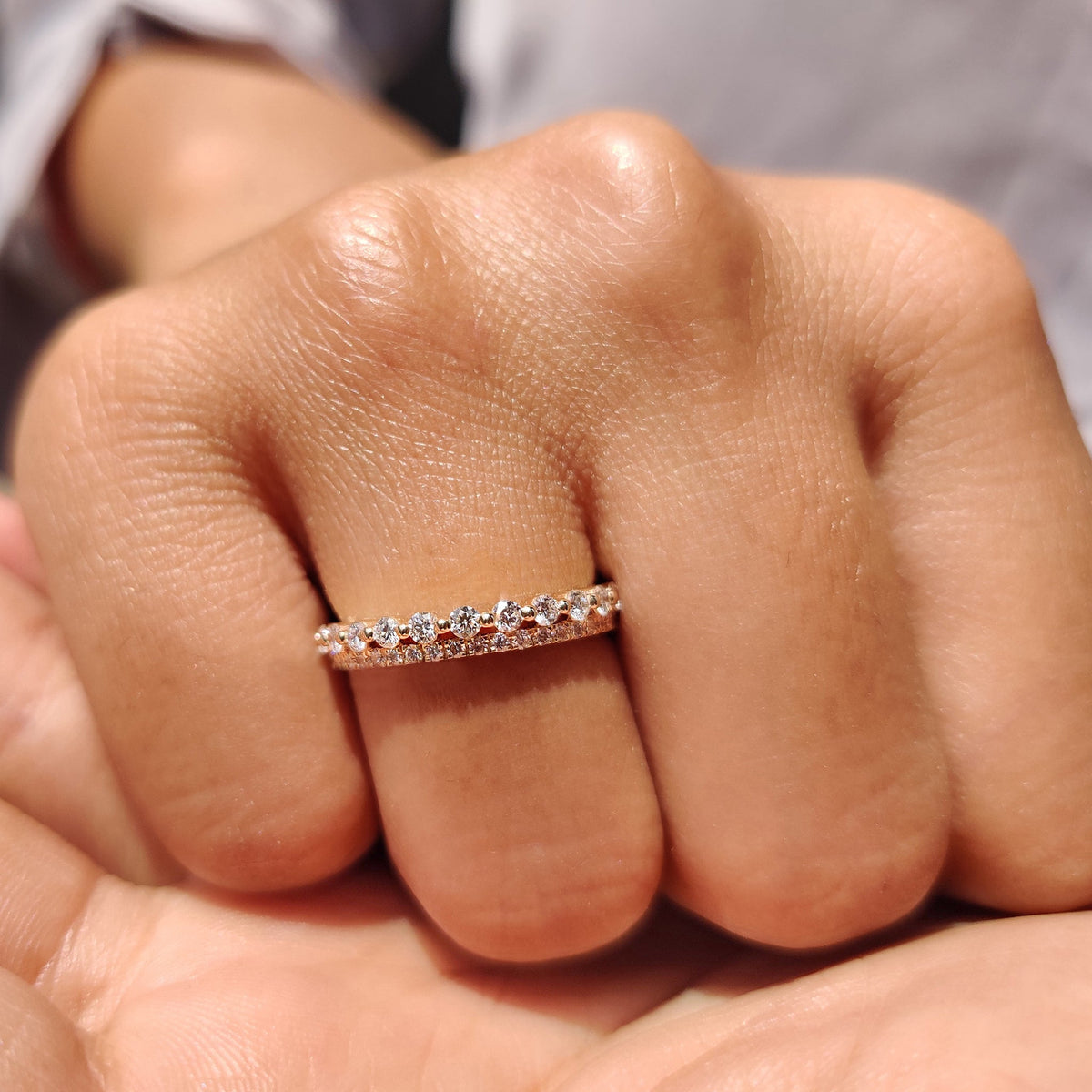 Round Wedding Band displayed on a velvet ring box.