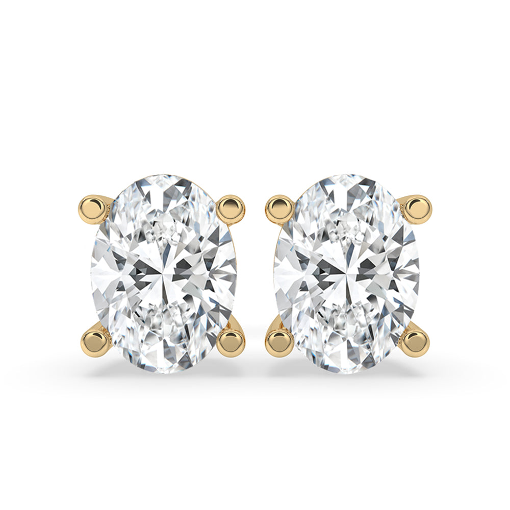 Oval diamond earrings crafted in an elegant prong setting with Lab Grown Diamond.