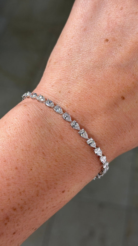 6.49ct East West Pear Tennis Bracelet White Gold