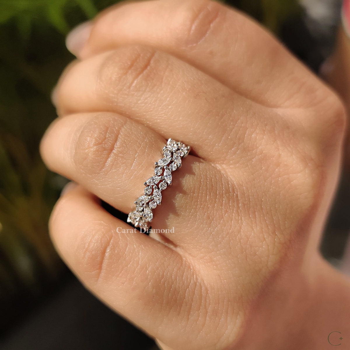 IGI certified diamond wedding band in white gold.