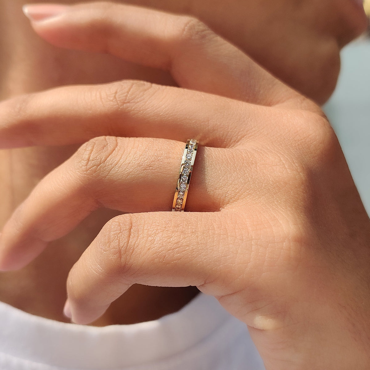 IGI certified channel set diamond band featuring carat diamonds.
