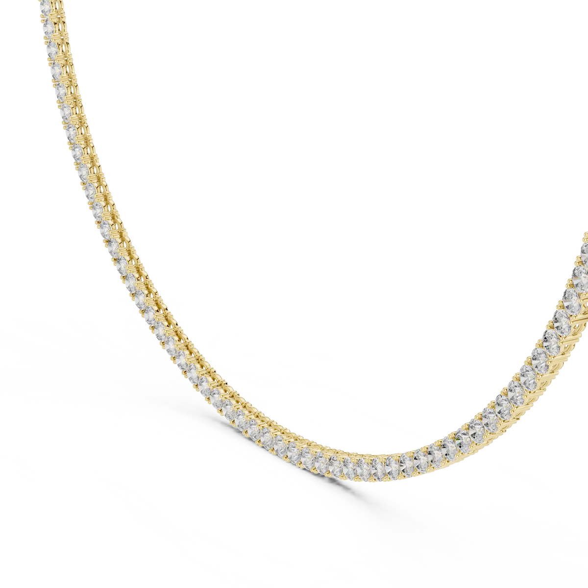 Round Lab Grown Diamond Tennis Necklace | 4-Prong No-Flip Design | Cypress - 14K Yellow Gold