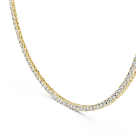 Round Lab Grown Diamond Tennis Necklace | 4-Prong No-Flip Design | Cypress - 14K Yellow Gold