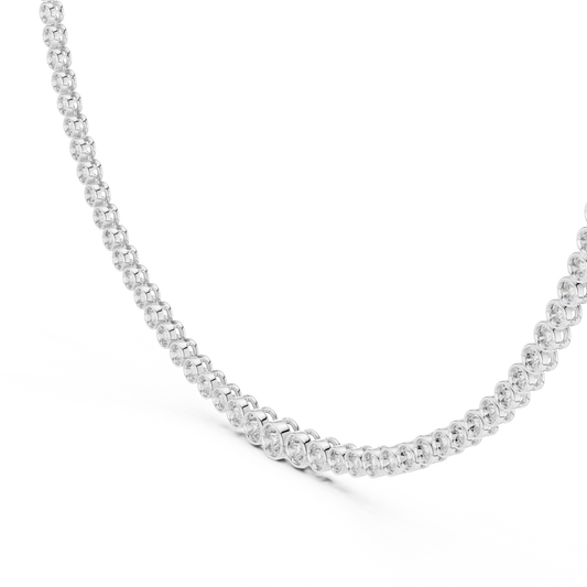 Round Bezel Set Graduated Lab Grown Diamond Tennis Necklace | Indigo - 14K White Gold