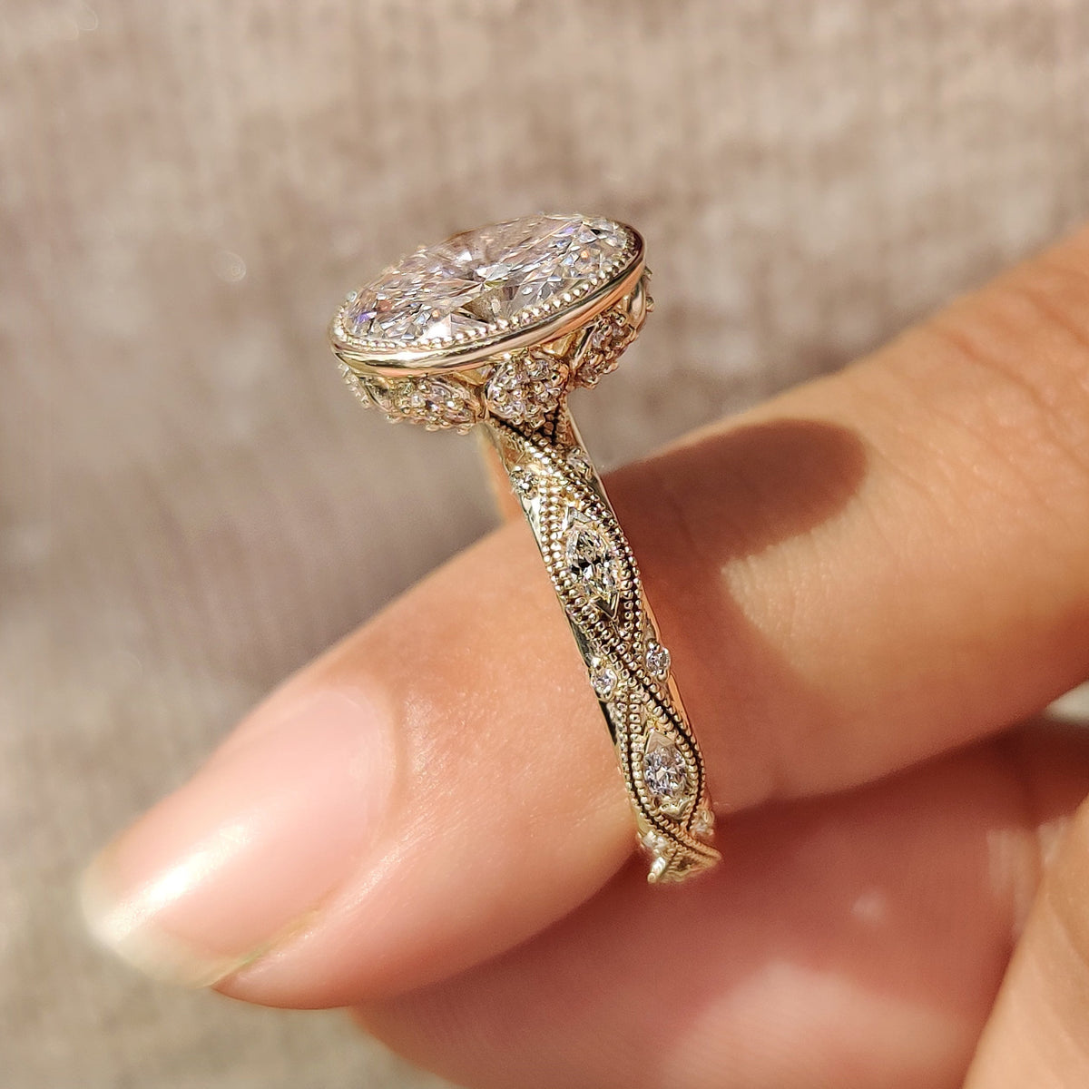 Handmade bezel ring with vintage-inspired style