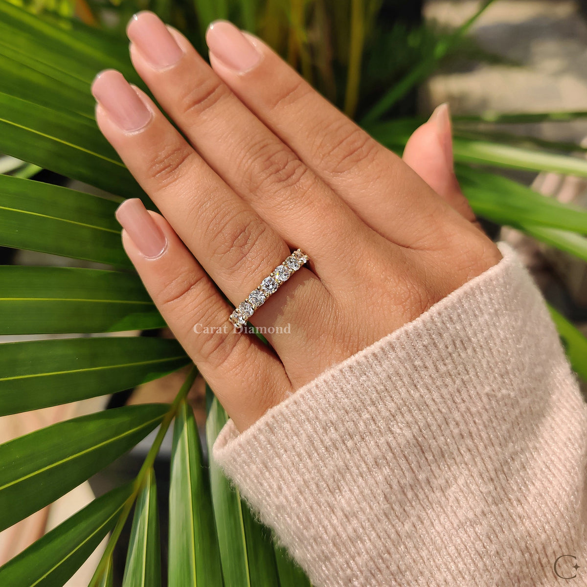 shared prong eternity band featuring a secure and elegant design for daily wear