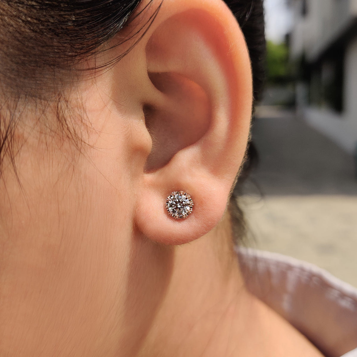 Lab grown diamond earrings with ethical shine.