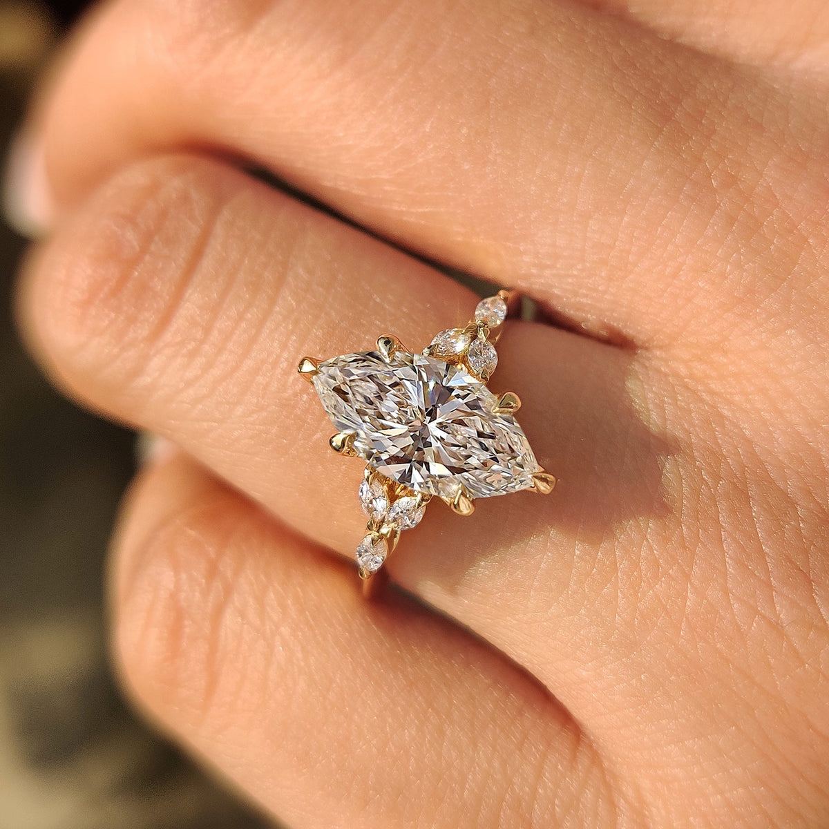 Lab grown marquise diamond ring by Carat Diamonds