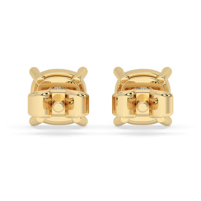 Lab grown diamond cushion cut earrings with exceptional brilliance.